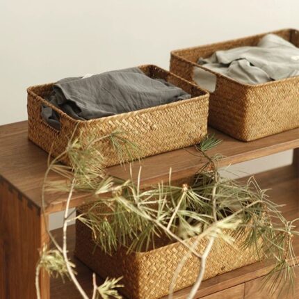 Household Straw Woven Storage Basket